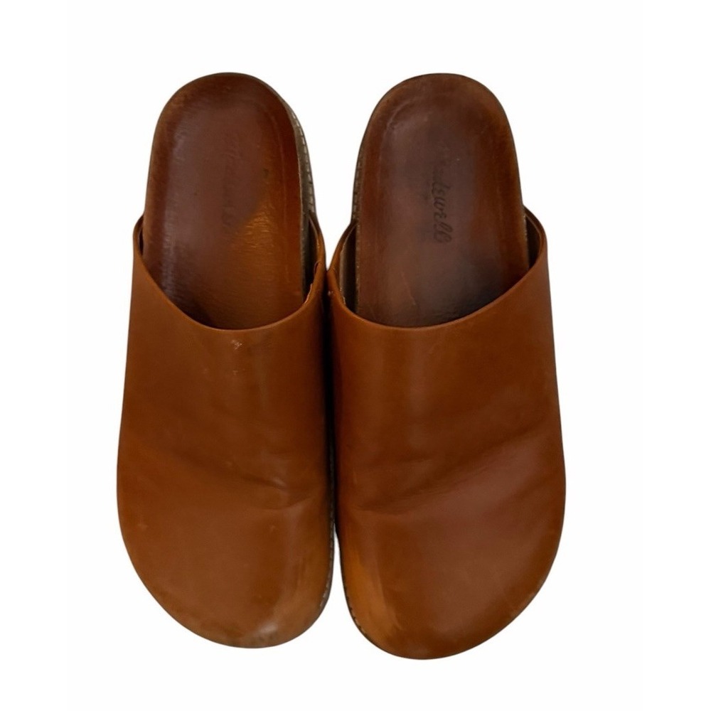 Madewell The Layne Clog Mules Leather Cork Footbed Dried Maple Size 10